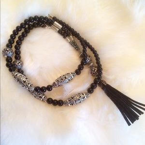 ⚜️Black Suede Leather ~ Tassel Necklace⚜️